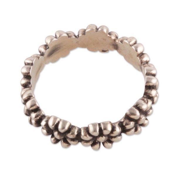 Alternate image for Classic Sterling Silver Floral Band Ring from India Dotted Blossoms
