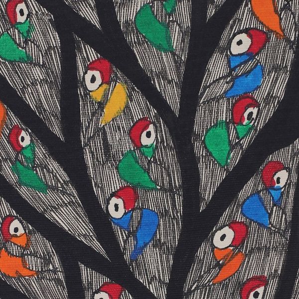 Alternate image for Madhubani Painting of Tree of Life with Colorful Birds Tree of Life with Birds II