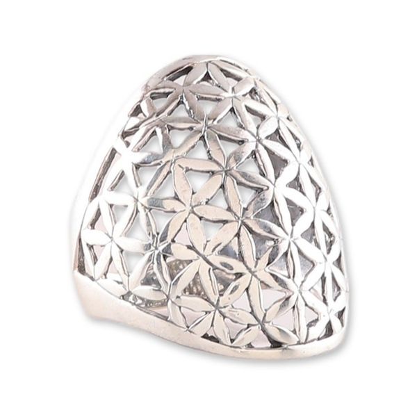 Alternate image for Floral Geometric Sterling Silver Cocktail Ring from India Spring Web