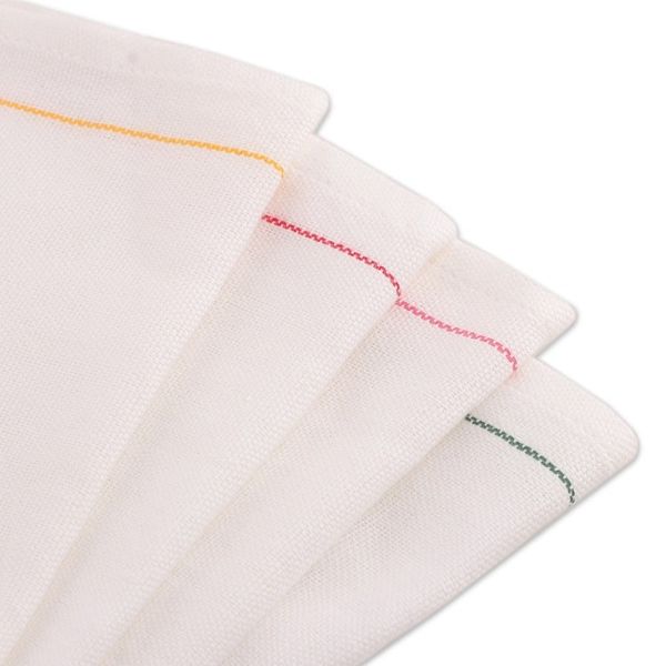 Alternate image for 4 Handwoven Cotton Mini Dish Towels with Stitched Accents Cheerful Flavors