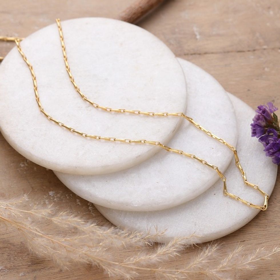 High-Polished 22k Gold-Plated Paperclip Chain Necklace 'Clip Caprice'