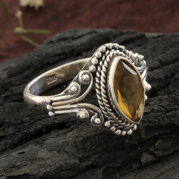 Alternate image for One-Carat Faceted Citrine Single Stone Ring from India Sunshine Luxury