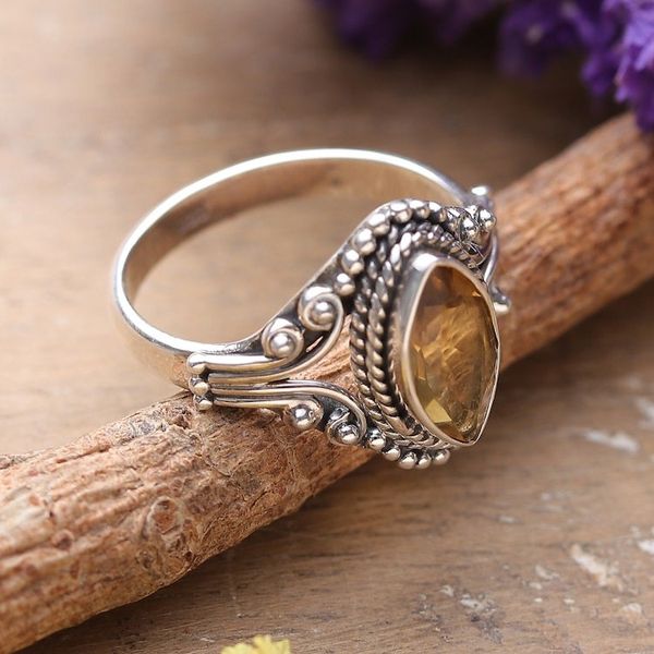 Alternate image for One-Carat Faceted Citrine Single Stone Ring from India Sunshine Luxury