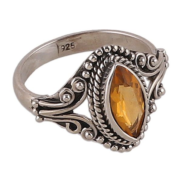 Alternate image for One-Carat Faceted Citrine Single Stone Ring from India Sunshine Luxury