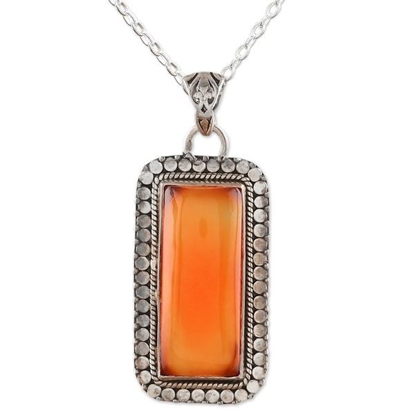 Alternate image for Sterling Silver and Rectangular Carnelian Pendant Necklace Fiery Portal