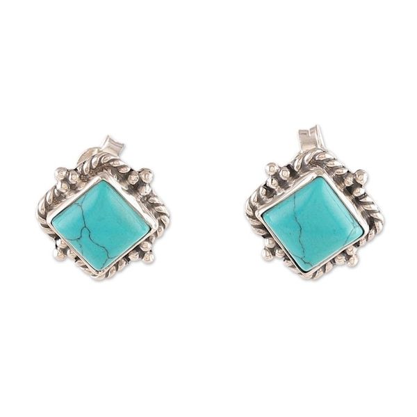 Alternate image for Calcite Cabochon and Sterling Silver Button Earrings Jewels of Intellect