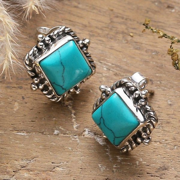 Alternate image for Calcite Cabochon and Sterling Silver Button Earrings Jewels of Intellect