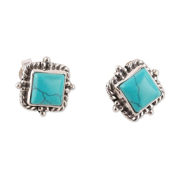 Alternate image for Calcite Cabochon and Sterling Silver Button Earrings Jewels of Intellect