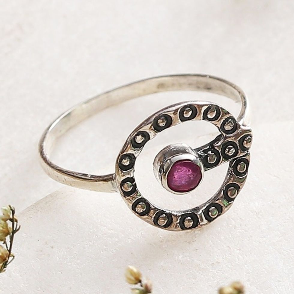Traditional Faceted Ruby and Sterling Silver Cocktail Ring 'Ruby Queen'