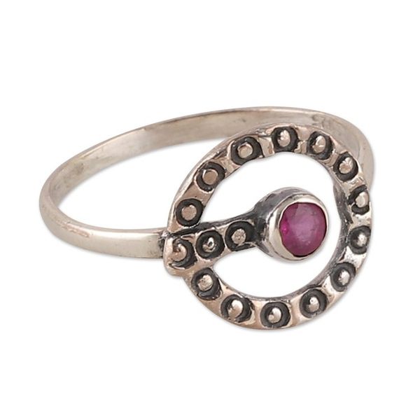 Alternate image for Traditional Faceted Ruby and Sterling Silver Cocktail Ring Ruby Queen
