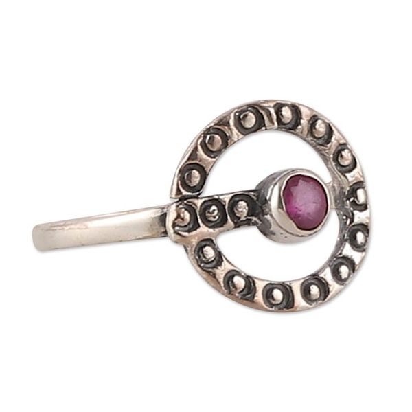 Alternate image for Traditional Faceted Ruby and Sterling Silver Cocktail Ring Ruby Queen