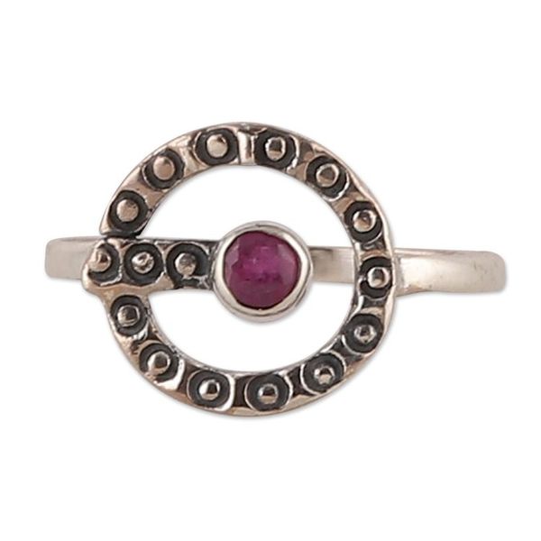 Alternate image for Traditional Faceted Ruby and Sterling Silver Cocktail Ring Ruby Queen