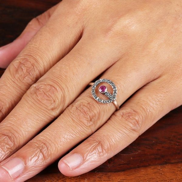 Alternate image for Traditional Faceted Ruby and Sterling Silver Cocktail Ring Ruby Queen