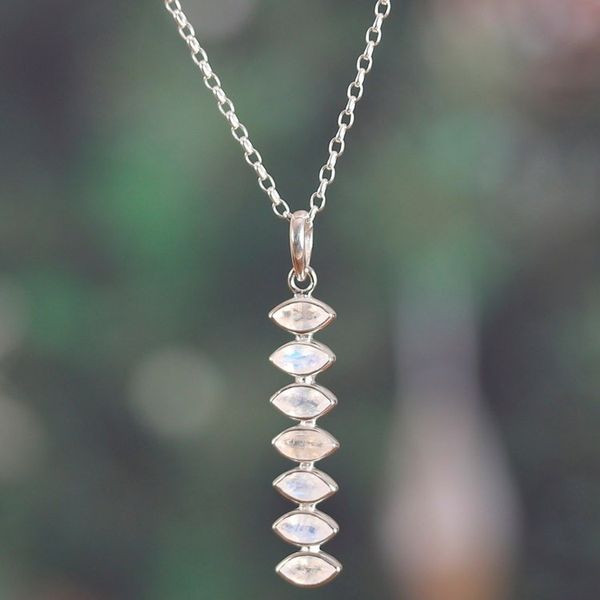 Alternate image for Three-Carat Rainbow Moonstone Pendant Necklace from India Ethereal Balance