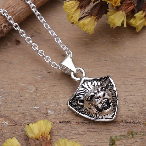 Alternate image for Polished Lion-Themed Sterling Silver Pendant Necklace Roaring King