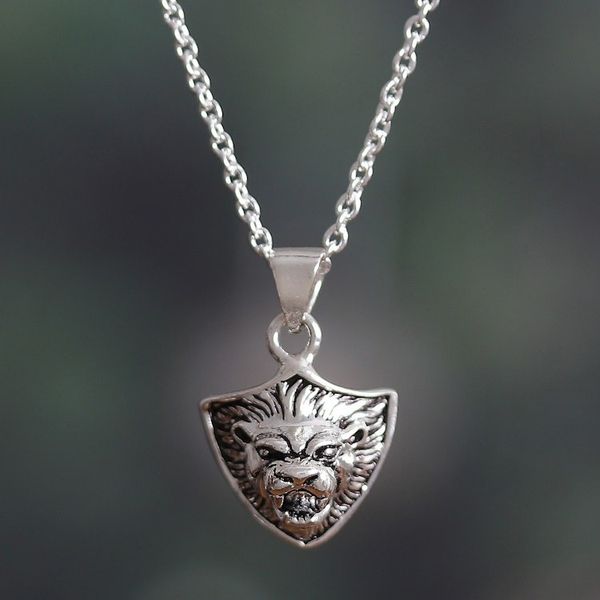 Alternate image for Polished Lion-Themed Sterling Silver Pendant Necklace Roaring King