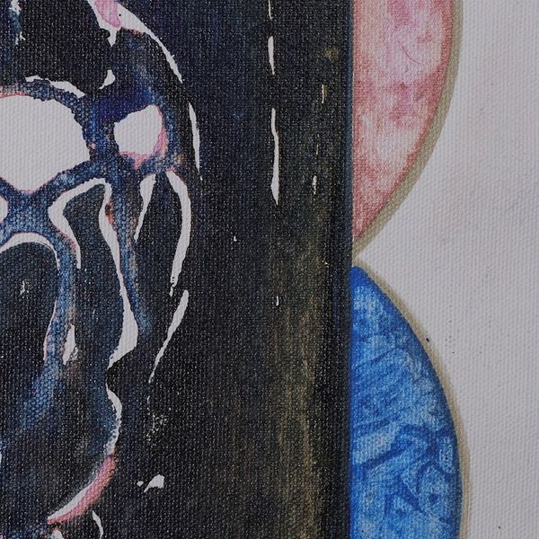 Alternate image for Signed Expressionist Blue-Toned Acrylic Painting from India Thought Process II