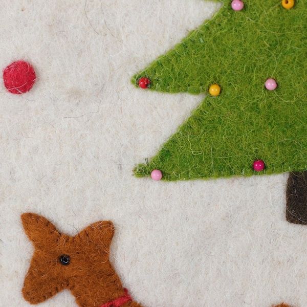Alternate image for Handmade Applique Wool Felt Glass Beaded Christmas Stocking Cute Reindeer