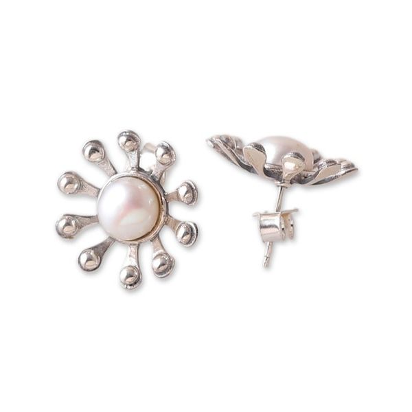 Alternate image for Star-Shaped Cream Cultured Pearl Button Earrings from India Ocean Celebrity