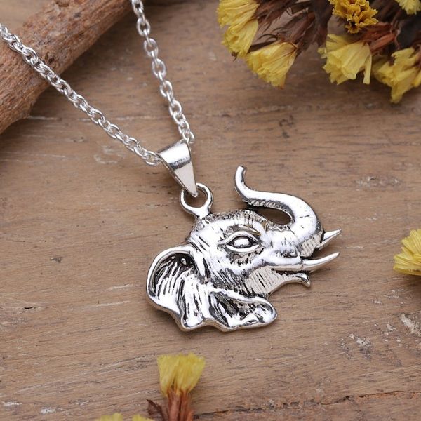 Alternate image for Classic Elephant-Shaped Sterling Silver Pendant Necklace Elephant Divinity