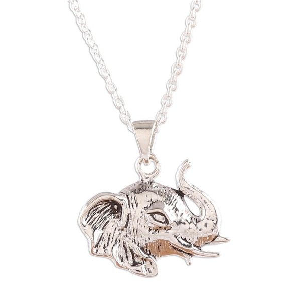 Alternate image for Classic Elephant-Shaped Sterling Silver Pendant Necklace Elephant Divinity
