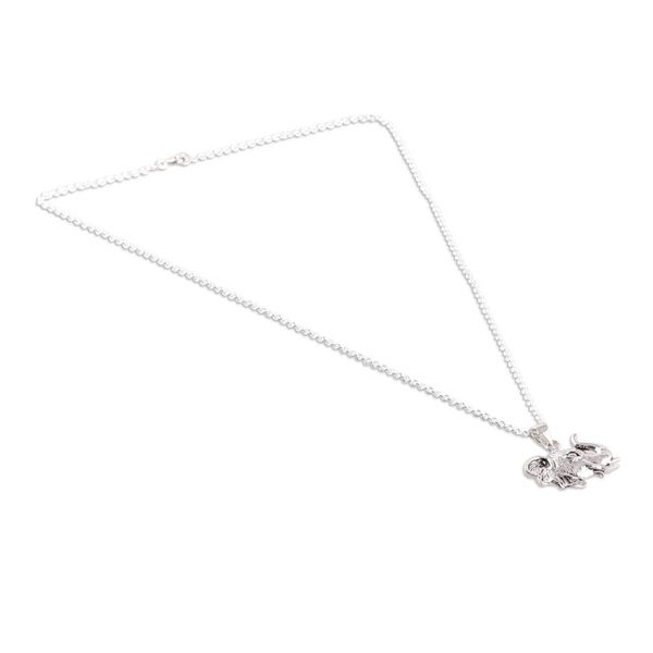 Alternate image for Classic Elephant-Shaped Sterling Silver Pendant Necklace Elephant Divinity
