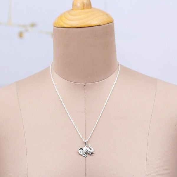 Alternate image for Classic Elephant-Shaped Sterling Silver Pendant Necklace Elephant Divinity