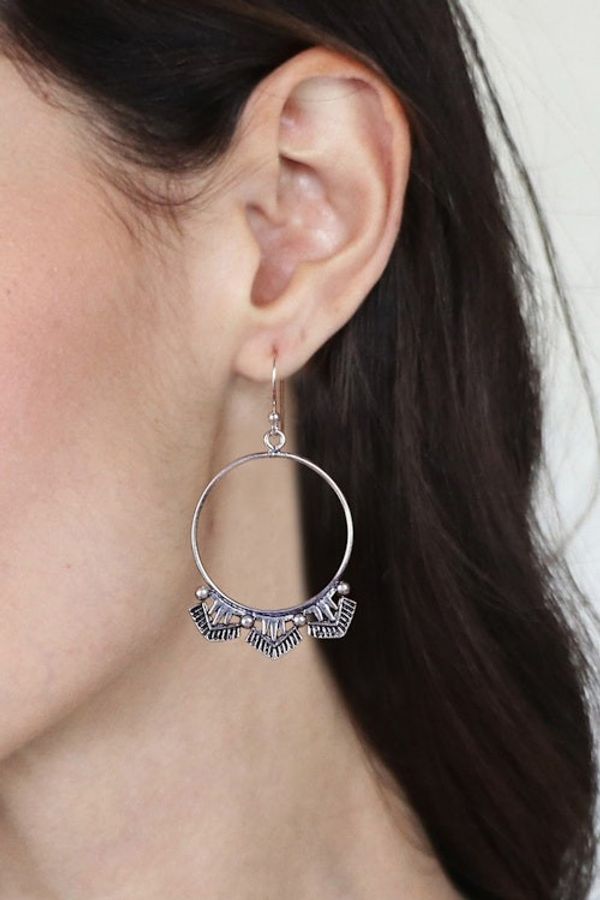 Alternate image for Polished and Oxidized Sterling Silver Dangle Earrings Magical Pyramids
