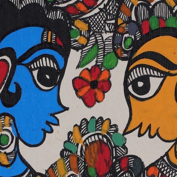 Alternate image for Madhubani Painting of Hindu Gods Ram Sita on Wedding Day Ram Sita Vivah Wedding