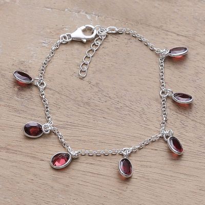Main image for Sterling Silver Charm Bracelet with 7-Carat Garnet Jewels Dancing Devotion