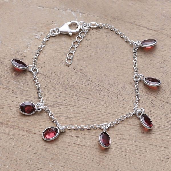 Alternate image for Sterling Silver Charm Bracelet with 7-Carat Garnet Jewels Dancing Devotion