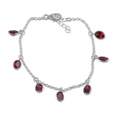 Alternate image for Sterling Silver Charm Bracelet with 7-Carat Garnet Jewels Dancing Devotion