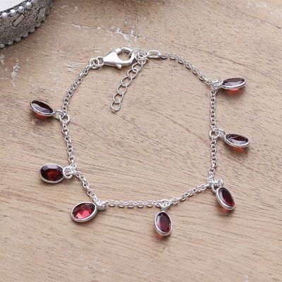 Alternate image for Sterling Silver Charm Bracelet with 7-Carat Garnet Jewels Dancing Devotion
