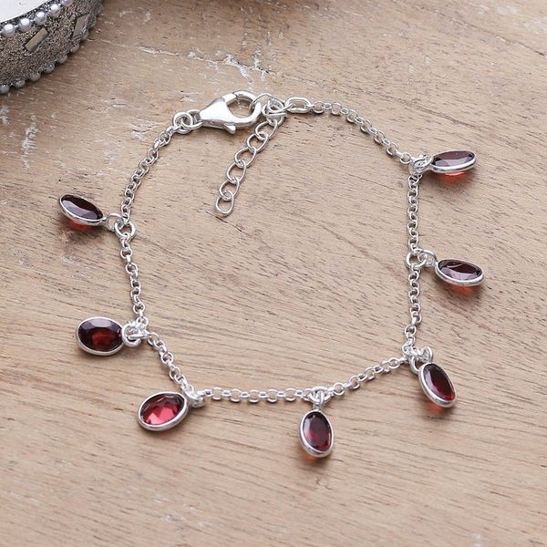 Alternate image for Sterling Silver Charm Bracelet with 7-Carat Garnet Jewels Dancing Devotion