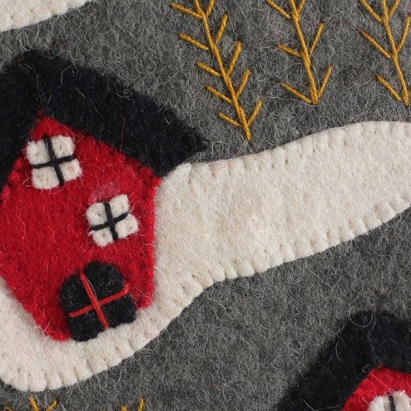 Alternate image for Whimsical Applique Wool Felt Christmas Stocking in Grey Homey Season