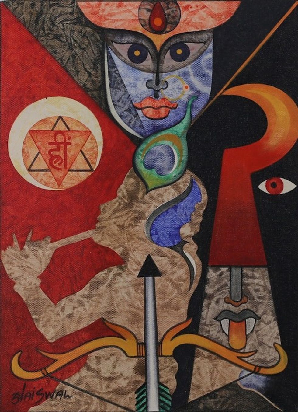 Signed Expressionist Warm-Toned Acrylic on Canvas Painting 'Positive Energy'
