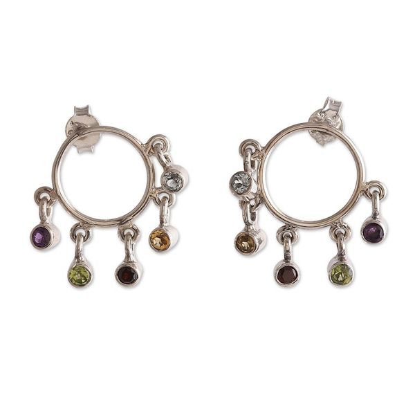 Alternate image for One-Carat Multi-Gemstone Dangle Earrings with Round Jewels Harmonious Sweets
