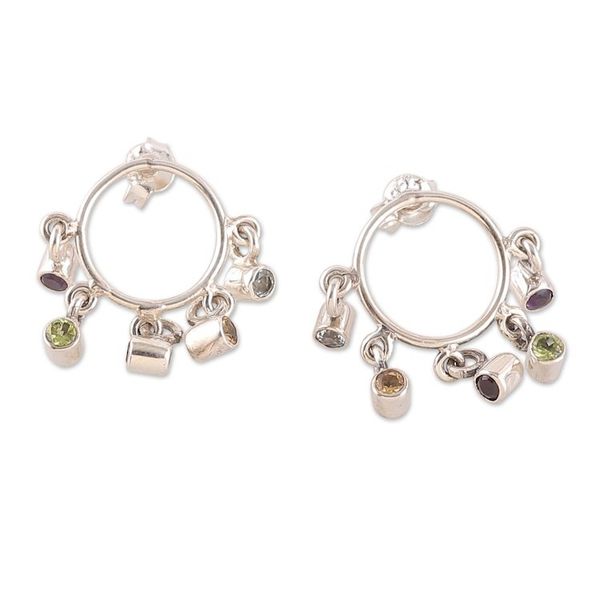 Alternate image for One-Carat Multi-Gemstone Dangle Earrings with Round Jewels Harmonious Sweets