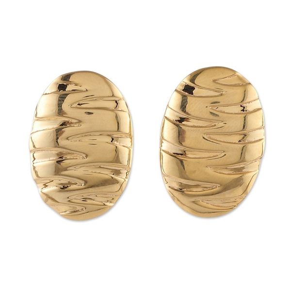 Alternate image for High-Polished Ellipse-Shaped Brass Drop Earrings Ellipse Beauty