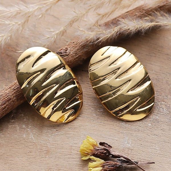 Alternate image for High-Polished Ellipse-Shaped Brass Drop Earrings Ellipse Beauty