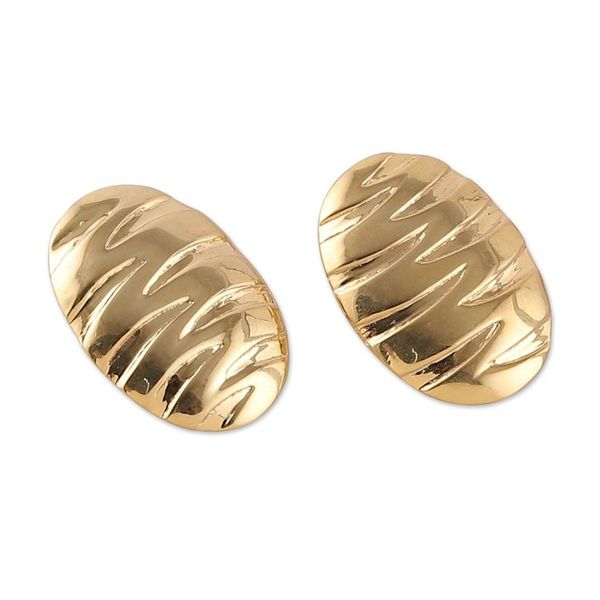 Alternate image for High-Polished Ellipse-Shaped Brass Drop Earrings Ellipse Beauty