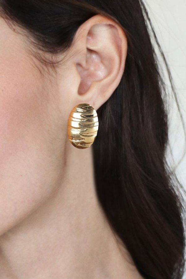 Alternate image for High-Polished Ellipse-Shaped Brass Drop Earrings Ellipse Beauty