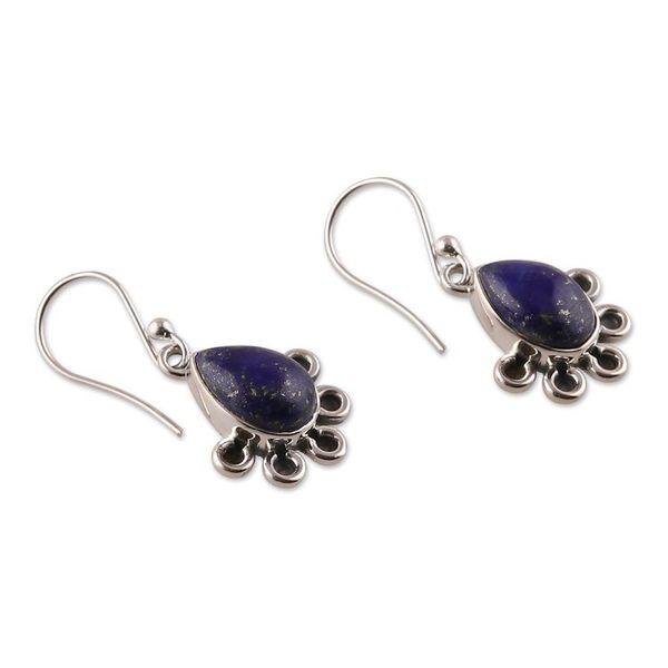 Alternate image for Sterling Silver Dangle Earrings with Lapis Lazuli Stones Royal Magnetism