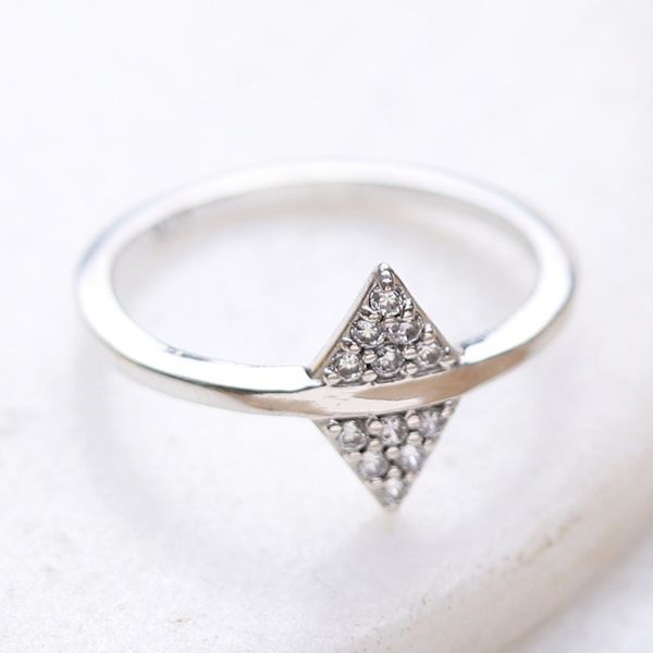 Alternate image for High-Polished Diamond-Shaped Cubic Zirconia Band Ring Sparkling Memory