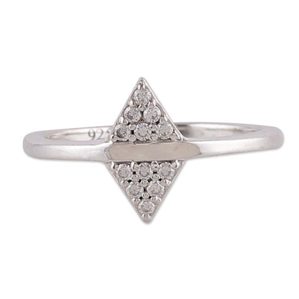 Alternate image for High-Polished Diamond-Shaped Cubic Zirconia Band Ring Sparkling Memory