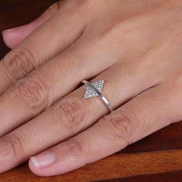 Alternate image for High-Polished Diamond-Shaped Cubic Zirconia Band Ring Sparkling Memory