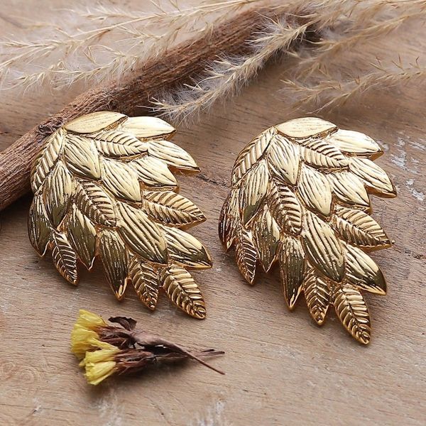 Alternate image for High-Polished Leafy Embossed Brass Drop Earrings Cascade of Leaves