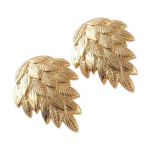 Alternate image for High-Polished Leafy Embossed Brass Drop Earrings Cascade of Leaves
