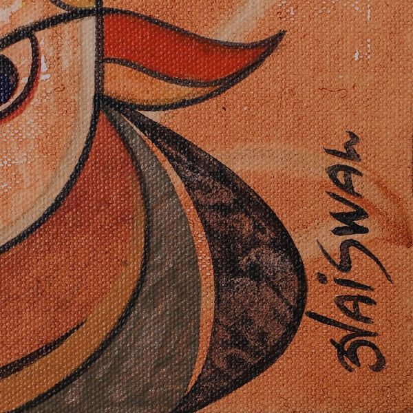 Alternate image for Signed Expressionist Traditional Acrylic Painting from India Mangal Mahadev