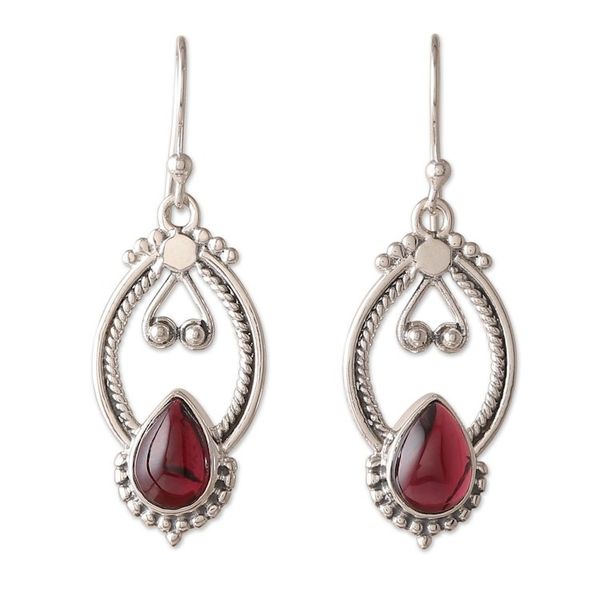 Alternate image for Classic Natural Garnet and Sterling Silver Dangle Earrings Passion Manor